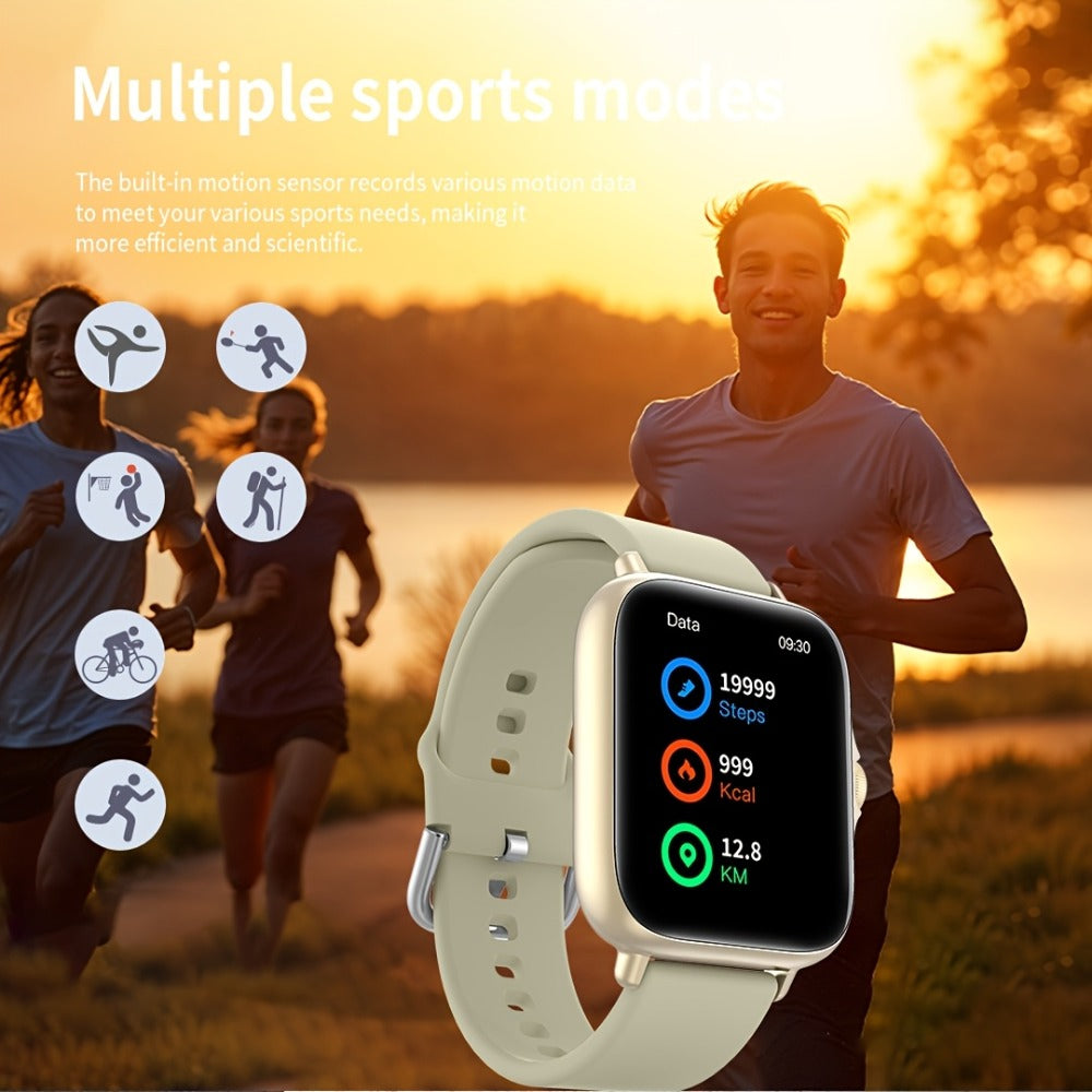 Large Screen Smartwatch with Wireless Calling & Message Alerts, Full Touch HD Display, Heart Rate Blood Oxygen Sleep Stress Monitor, Activity Tracker Multiple Sport Modes, Compatible with iPhone & Android – Black Pink Gold Silver