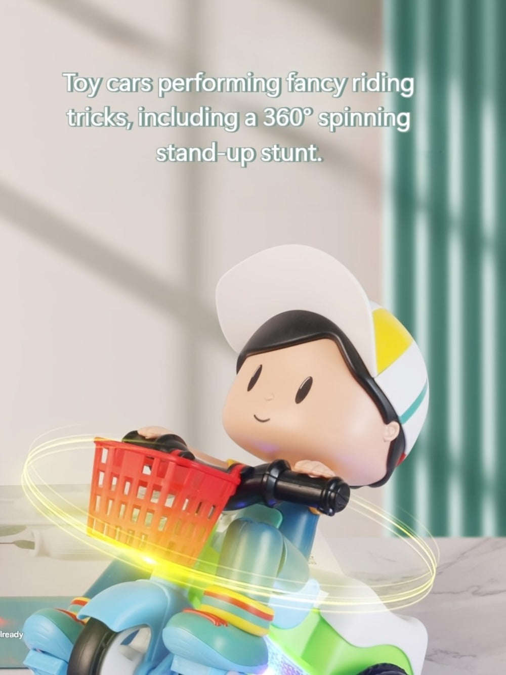 Kids Electric Tricycle Toy Motorcycle with 360° Rotation and Luminous Lights