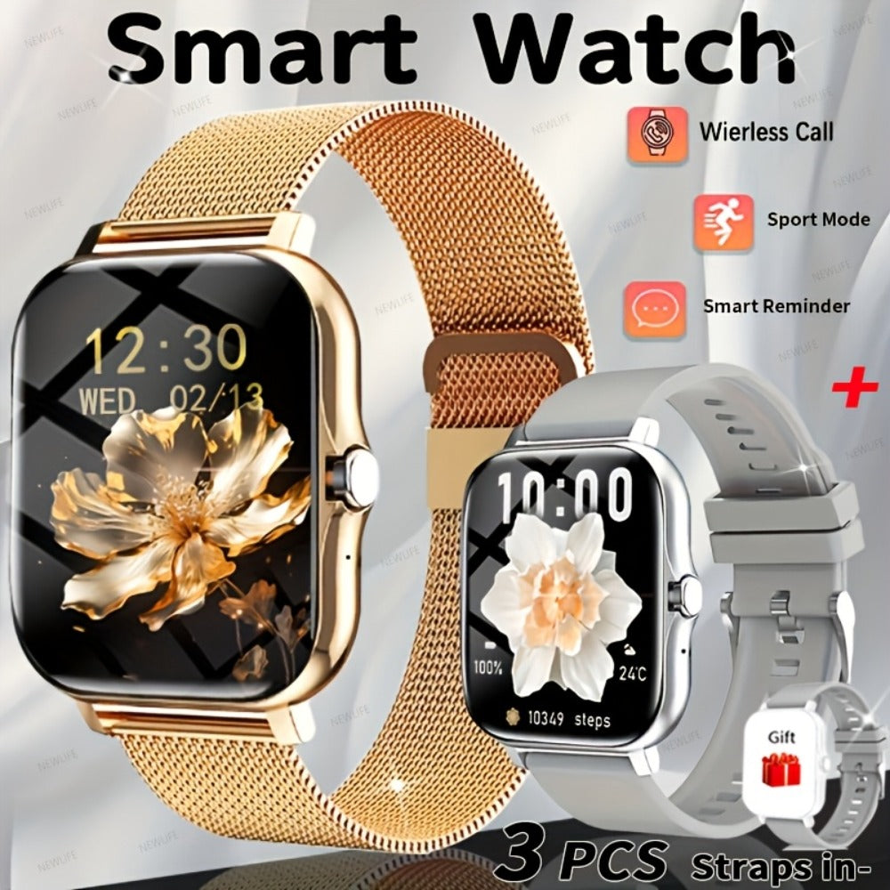 Smartwatch for Men Women with Bluetooth Calling, 1.83" Full Touch Screen Large Dial, Weather Notification, Sports Tracker & Pedometer, Multiple Sport Modes, USB Rechargeable – Unisex Gift Smart Watch Gold Silver Black