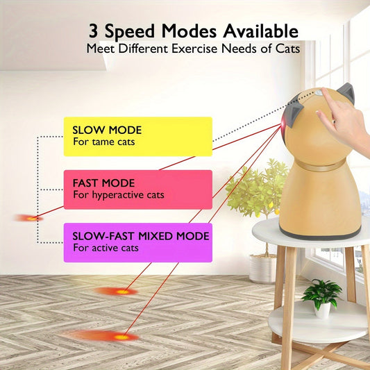 Automatic Cat Laser Toy with Dual Motors, 3 Speed Modes and USB Rechargeable Battery