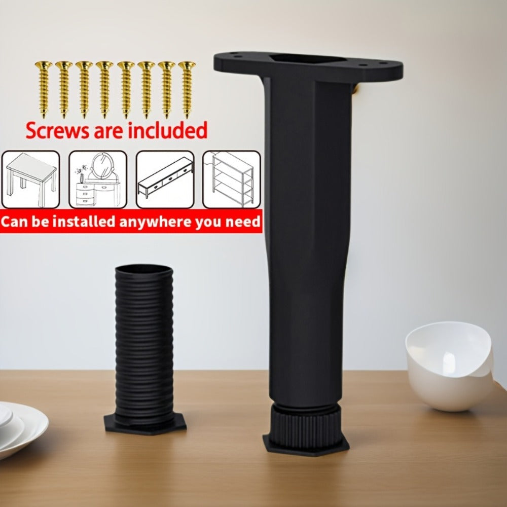 Adjustable Furniture Legs Heavy Duty Bed Frame Support 4-Pack – Durable Plastic Feet Pads with Enhanced Grip Base for Bed Sofa Dresser, Height 5.31"-11.02"