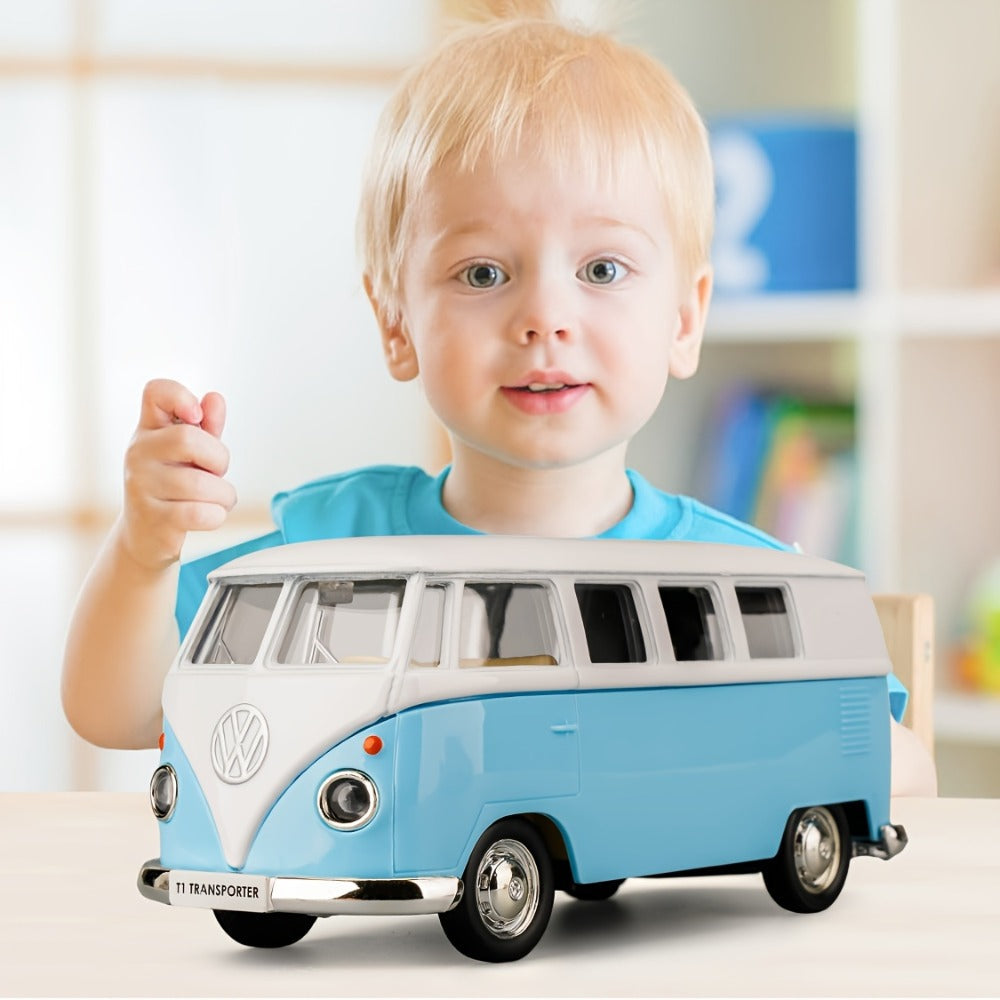 Volkswagen T1 Bus Diecast Model Car, 1:36 Scale Zinc Alloy Pullback with Detailed Interior