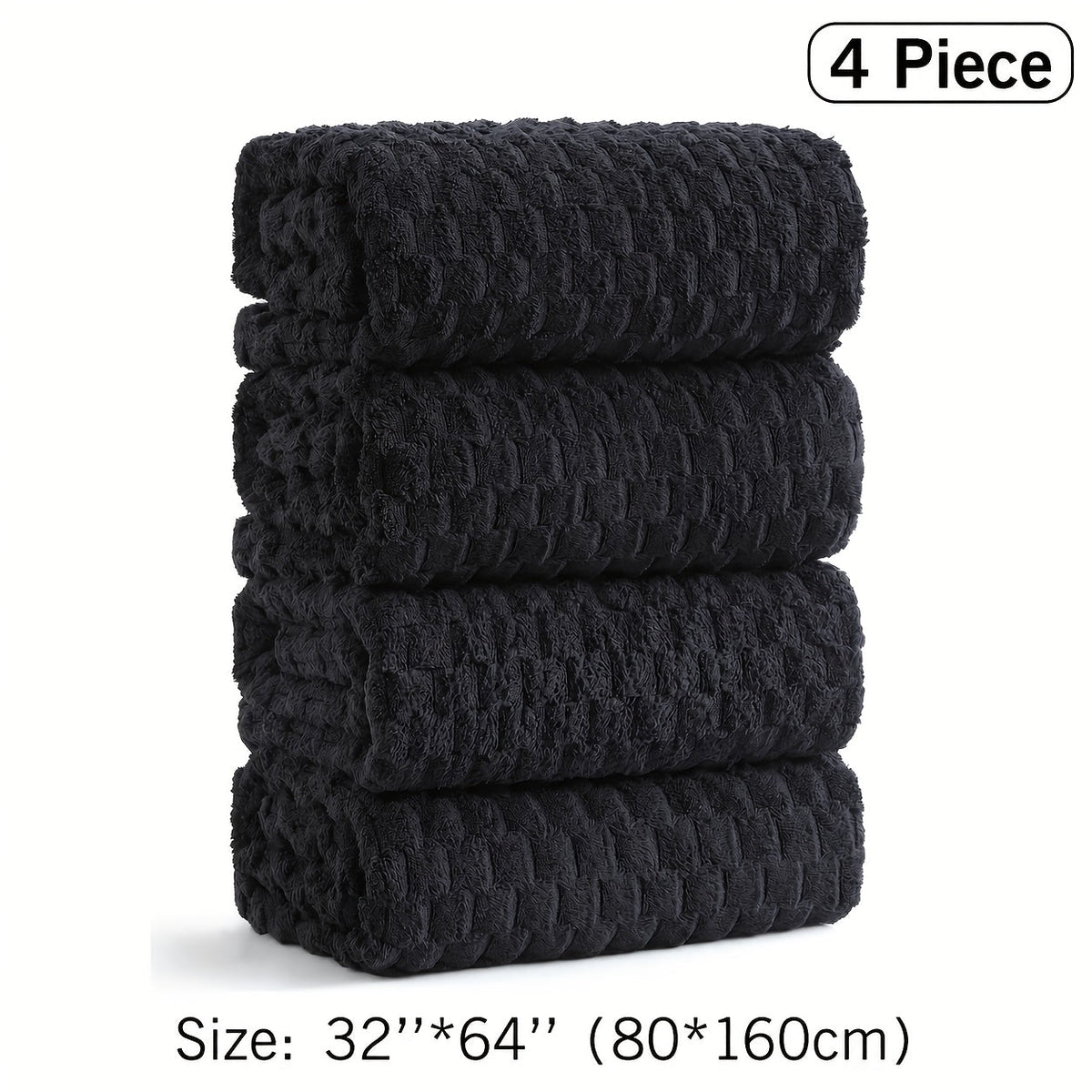 Oversized Bath Towel Set 800GSM 32x64 Inch Extra Large Microfiber - Ultra Soft Quick Dry Striped Spa Grade | Single or 4pcs Random Color | Beige White Light Blue Dark Gray | Modern Coastal Home Gift