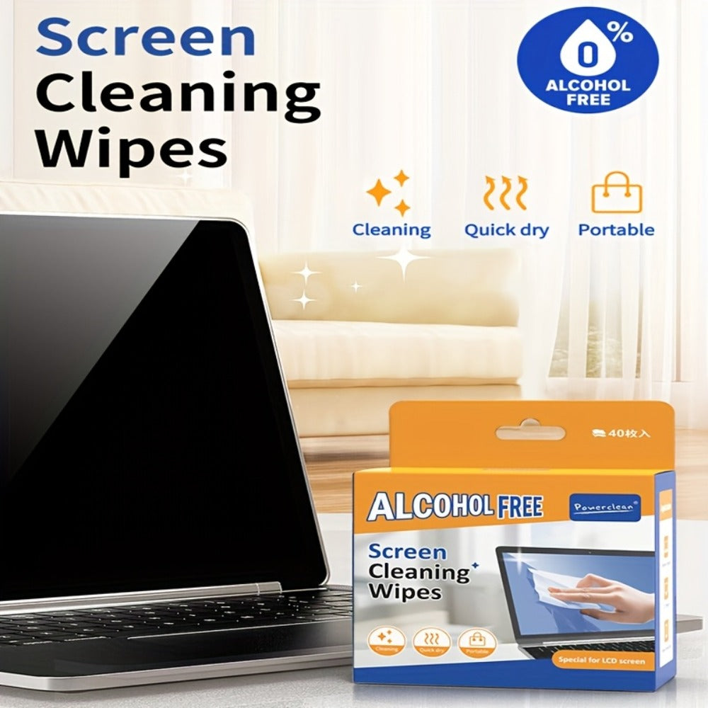 Screen Cleaning Wipes 40/80 Pack Individually Wrapped LCD Cleaner for Phone, Computer, TV, Tablet & Laptop – Portable Dust & Stain Removal Wet Wipes, Essential Home & Office Screen Cleaning Kit