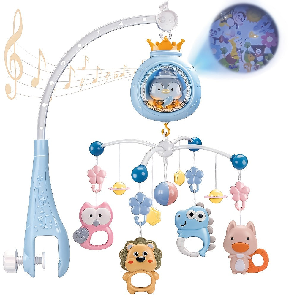 Baby Musical Crib Mobile with Music & Lights Projection – Take-Along Rattle & Music Box | Owl, Star & Penguin Styles | Newborn Infant Sleep Soother Gift for Boys & Girls