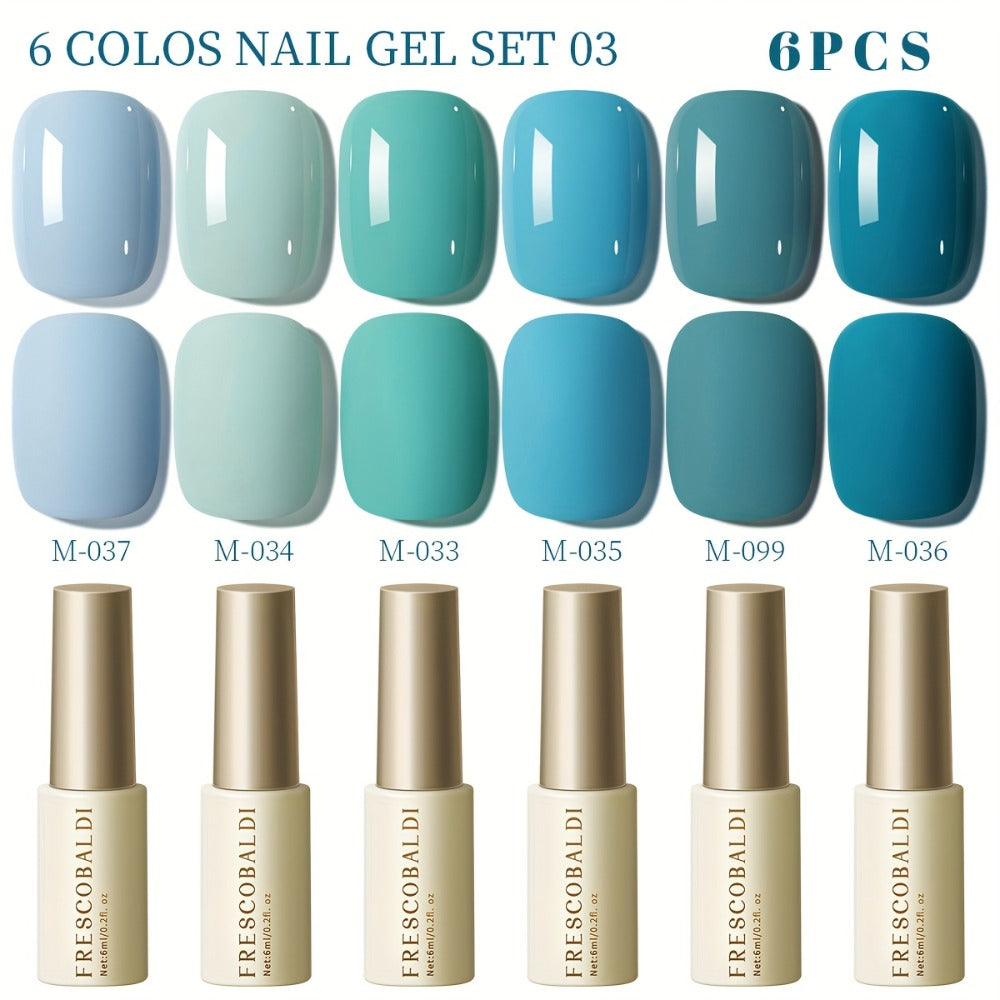 Solid Color Gel Nail Polish Set 6pcs Self-Leveling Soak-Off UV LED High Gloss Chip-Resistant – Popular Salon Shades for Daily Manicure, 8 Color Palettes Available, Nail Art Gift for Women