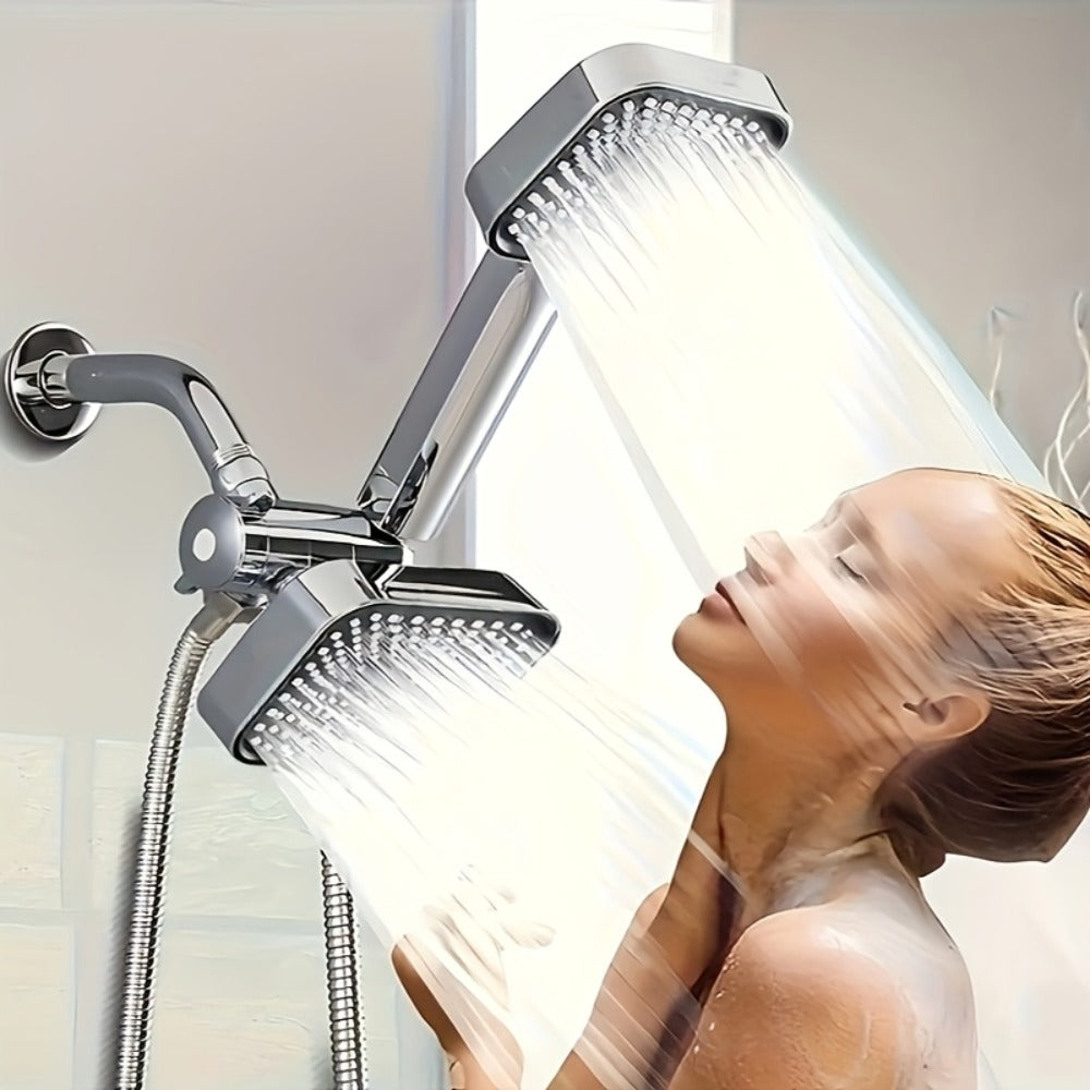2-in-1 High Pressure Handheld Shower Head Set with Rain Showerhead – Long Hose T-Valve ABS Wall Mount Bathroom Upgrade