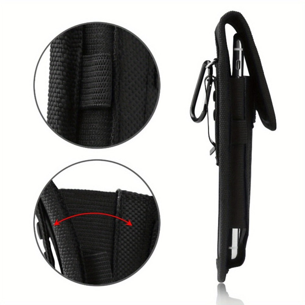 Belt Clip Phone Holster Pouch Universal 5.5–6.5 Inch Nylon Vertical Cell Phone Case Keychain Loop Pen Slot for iPhone Samsung Moto Android – Outdoor Hiking Work Construction Carry