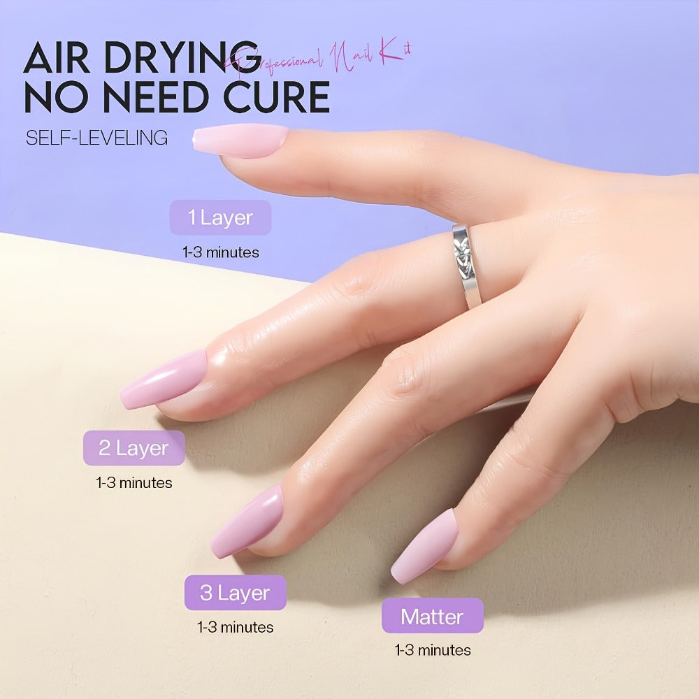 Quick Dry Nail Polish Set 6pcs – No-Bake Durable Nail & Toenail Polish Kit, Cherry Blossom Pink Lilac Purple Nude Pink Shades, Chip-Resistant Long Lasting, Salon & DIY Nail Art for Women
