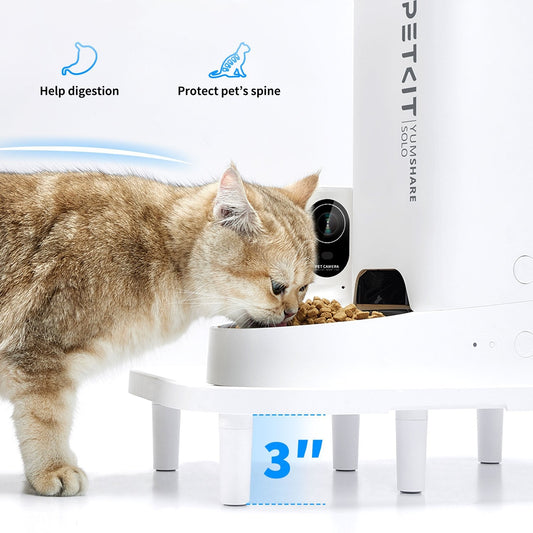 Pet Feeder Riser Stand in White, 3-Inch Height Increase for Compatible PETKIT Feeders