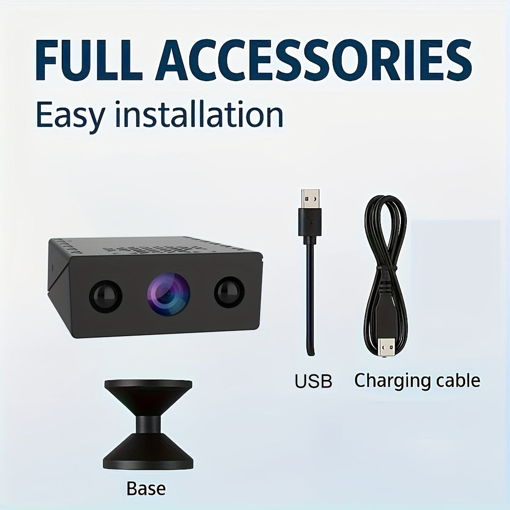 Mini Security Camera No WiFi No Internet Needed, Full HD 1080P Wireless Indoor Camera Built-In AP Hotspot, Night Vision, Motion Detection, Voice Recording, Cloud Storage – Home Garage Baby Pet Monitor
