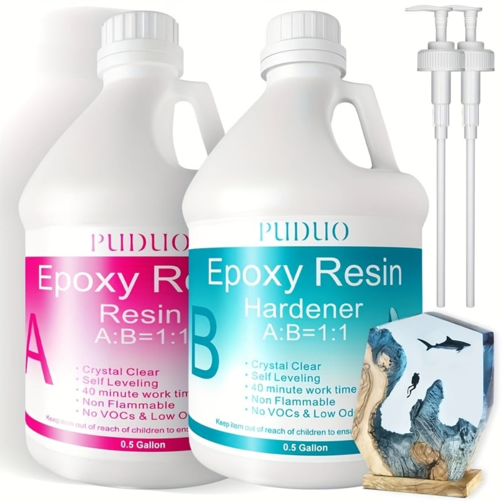 Ultra-Clear Epoxy Resin Kit 1 2 3 Gallon Fast Curing Bubble-Free Non-Yellowing – 2-Part AB Epoxy for Coatings Casting Countertops River Tables & DIY Crafts