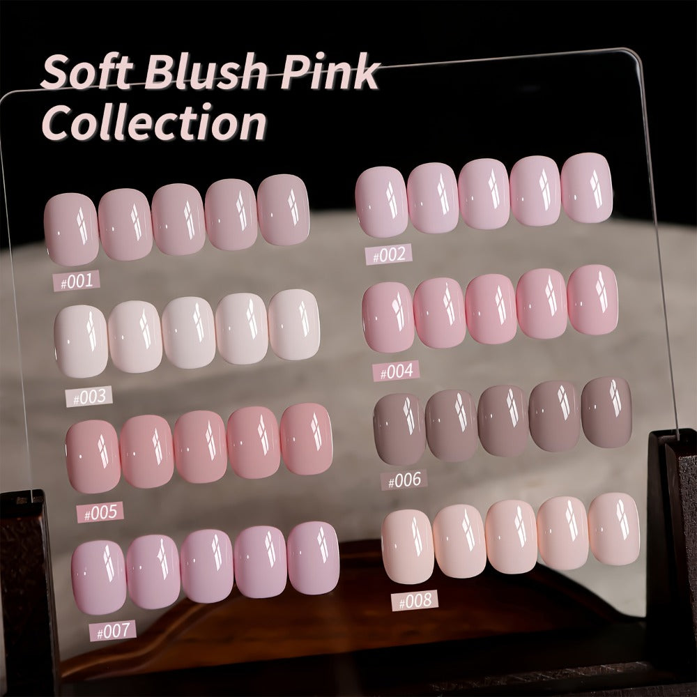 Gel Nail Polish Set 8 Colors Semi-Permanent Soak-Off LED Cure Long-Lasting Manicure Kit - 0.51oz Each Bottle Gentle Pink Shades 001-008 DIY Home Salon Nail Art Gift for Women