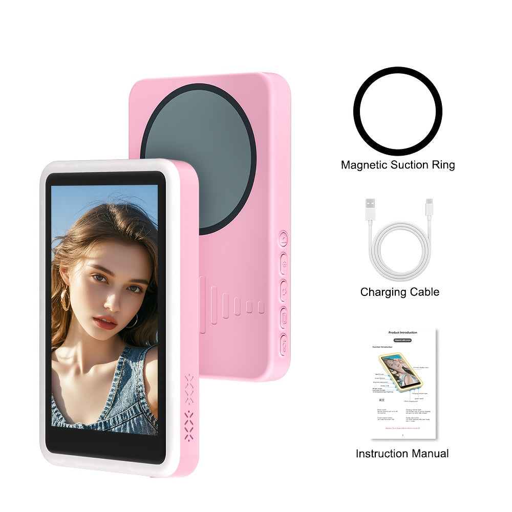 Magnetic Selfie Monitor Screen for Vlogging & Live Streaming – Rear-Facing Main Camera Display for iPhone & Android, High-Resolution Selfie Screen for TikTok, YouTube & Instagram Content Creation