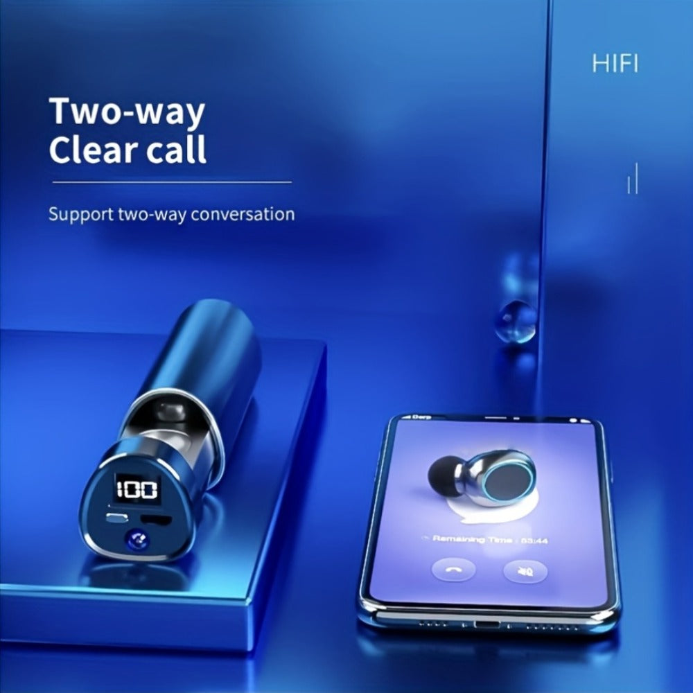 Wireless Earbuds with Built-In Torchlight Hi-Fi Sound Touch Control Mic Sound Isolation USB Rechargeable Case for Gaming Outdoor Sports Running All Smartphones