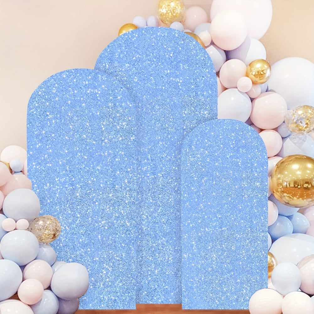Sequins Wedding Arch Cover Set of 3 Sizes 4ft 5ft 6ft Metallic Spandex Arch Backdrop Cover Payette Glitter Arch Stand Cover for Wedding Birthday Party Decoration