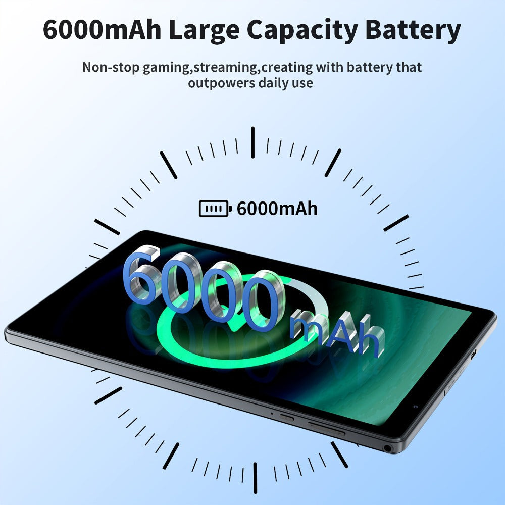 2-in-1 Tablet 10.1 Inch Android 15 8GB RAM 32GB ROM 1TB Expandable 6000mAh Battery WiFi Dual Camera with Optional Keyboard Mouse Protective Case & Stylus Pen – Gray