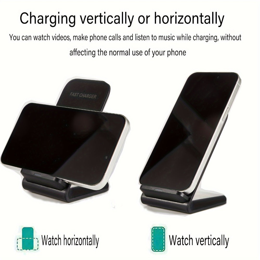 30W Ultra-Fast Wireless Charger Stand Dual Coil Smart Auto-Adjust 5W-30W for iPhone 17 16 15 14 13 12 11 Pro Max, Samsung Galaxy S24 S23 S22 S21 S20 S10, Google Pixel, Huawei, Xiaomi & All Qi Android – USB-C Black