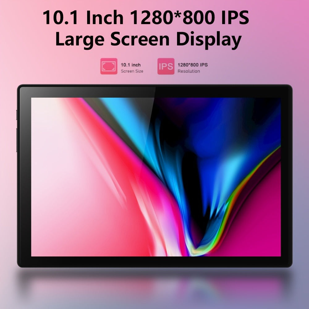 Pink 2-in-1 Android Tablet 10.1 Inch 6GB RAM 128GB ROM 5G WiFi with Keyboard Mouse Case Stylus Pen Dual Camera Type-C Touch Screen Portable Tablet PC Bundle for Work Study Women Teens
