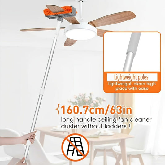Ceiling Fan Duster with Extendable Handle and Washable Chenille Microfiber Head