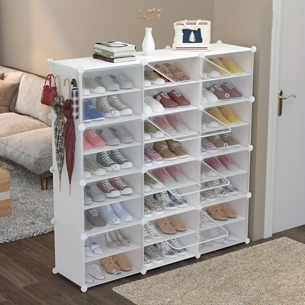Shoe Rack Organizer Free Standing – Shoe Storage Cabinet for Boots, Slippers & High Heels | 2×6 / 3×8 Tier Shoe Shelf for Closet, Bedroom, Entryway & Hallway | White, Translucent & Black Options
