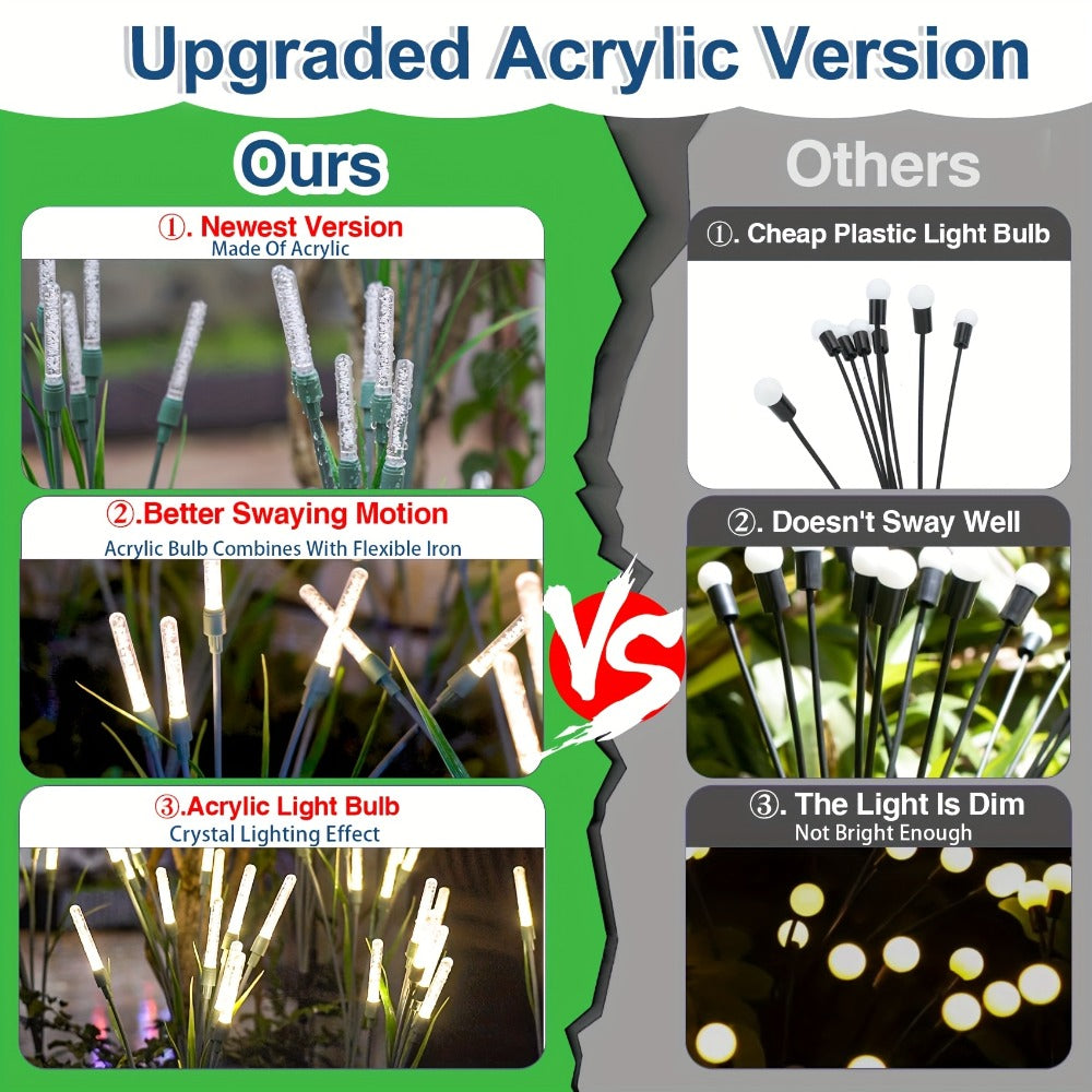 Solar Bubble Pathway Lights Outdoor 4 Pack – IP44 Waterproof Acrylic Reed Stake Lights Auto On/Off Dusk to Dawn | Warm White Solar Powered LED for Garden, Yard, Driveway, Walkway & Patio Decor