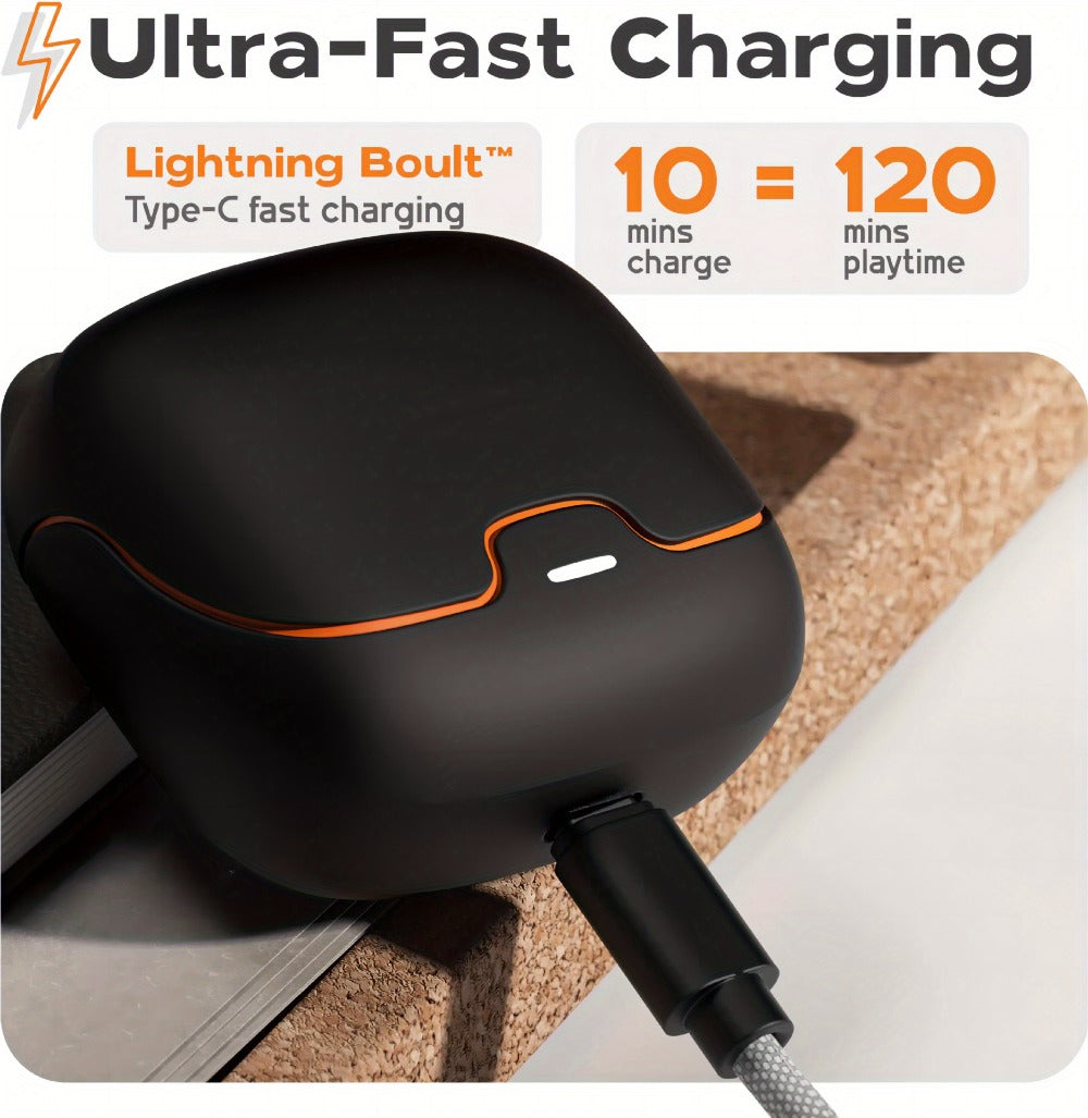 Low Latency Game Mode TWS Wireless Earbuds Bluetooth 5.4, Long Range Noise Cancelling Mic Fast Charging Wireless Charging Case, In-Ear Headset for Gaming Music Phone Calls iOS Android
