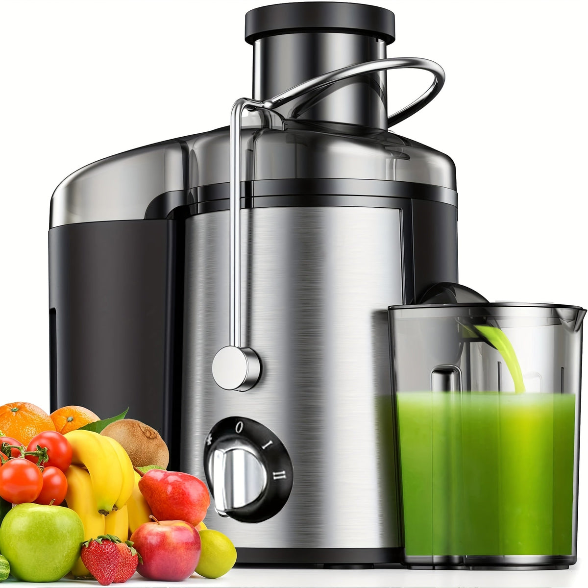 Centrifugal Juicer Machine 3-Inch Wide Mouth 3-Speed Settings – High Juice Yield Fast Extraction for Fruits & Vegetables | Easy Clean Detachable Parts Food Processor Blender Kitchen Appliance