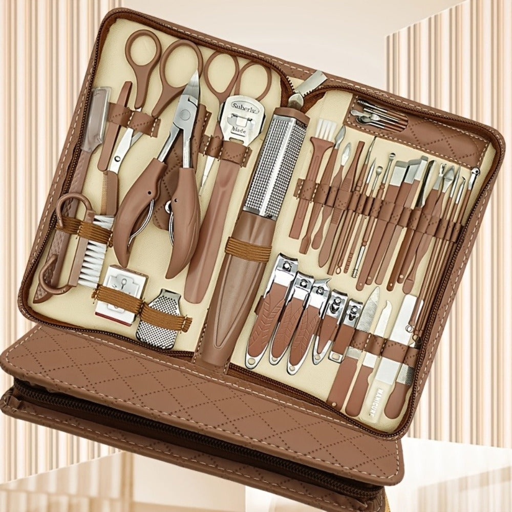 Professional Manicure Pedicure Kit 42 Piece Stainless Steel Nail Set with Portable Travel Case – Nail Scissors Cuticle Nipper Ingrown Toenail Tools for Men Women Home Salon, Nail Care Gift Set