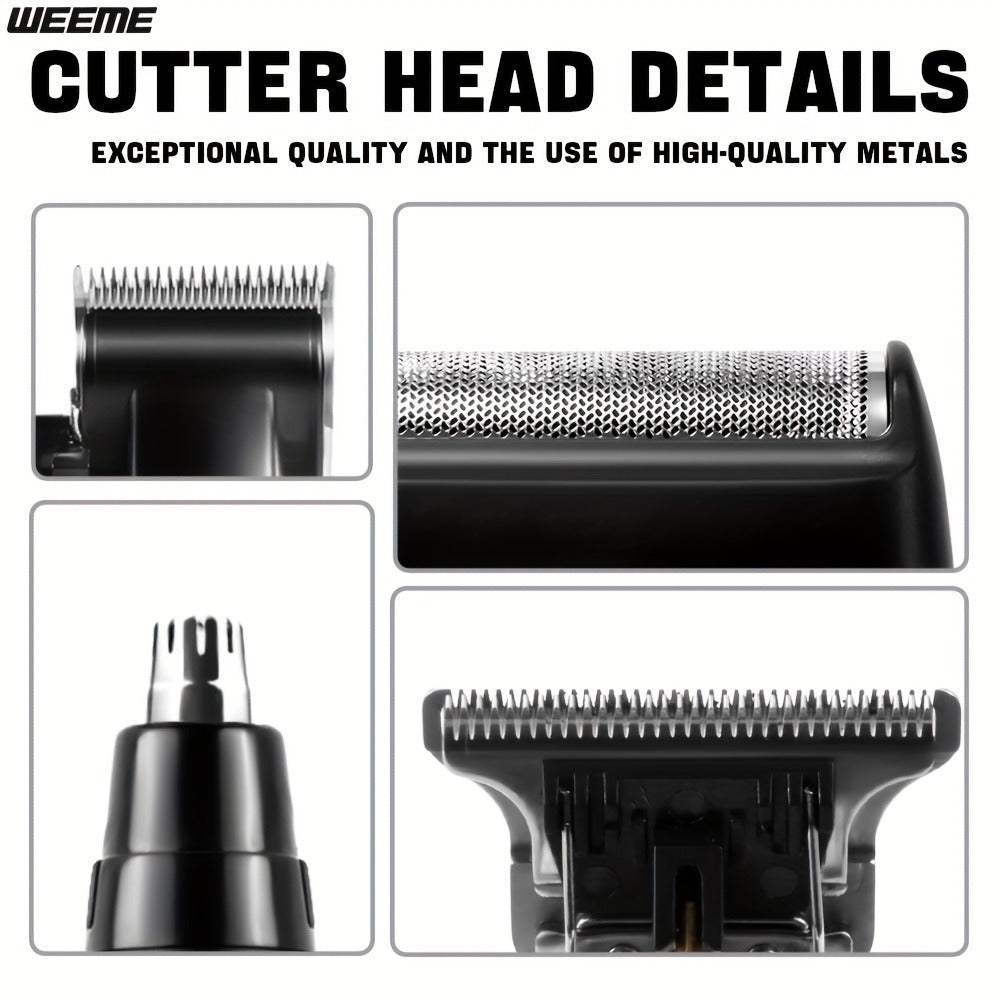 Zinc Alloy Men's Grooming Kit – USB Rechargeable Hair Clipper, Nose Trimmer, Electric Shaver & Detail Trimmer Set, 3500mAh Battery, 1-4 Piece Options, White Black Gold Gift for Men