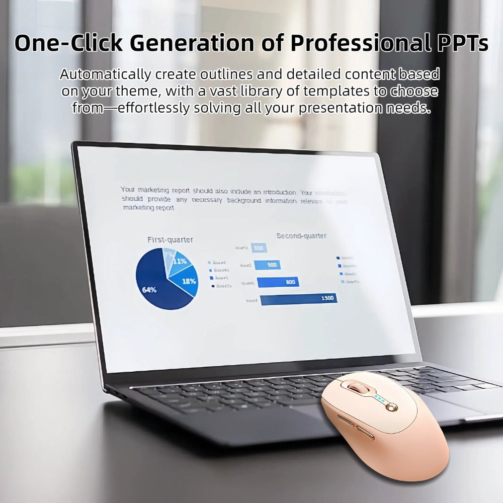 AI Voice Input Wireless Mouse with Real-Time Translation & Auto Writing – PPT Assistant, Dual Mode Bluetooth + 2.4G Rechargeable Smart Mouse with Battery Indicator for Laptop, Tablet, PC & Mac | Smart Office & Study Tool