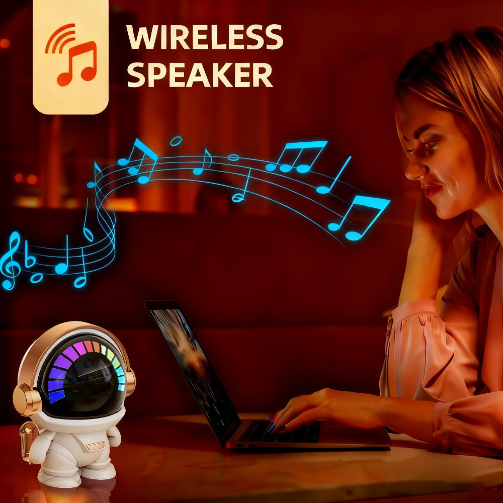Cute Astronaut Wireless Speaker with LED Light, Portable Bluetooth Mini Speaker with Stereo Sound, USB Rechargeable Desktop Decoration Speaker for Home, Office & Party – Unique Birthday Gift for Kids, Teens & Adults