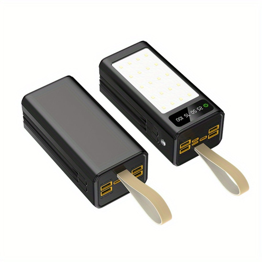 80000mAh Power Bank Built-in 4 Cables PD22.5W Fast Charging – LED Digital Display, Flashlight, Lanyard, Multi-Port Output, Portable Emergency Battery Pack for Outdoor Camping Travel iPhone Android iPad Gift
