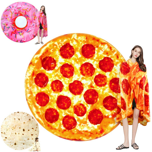 Food Print Flannel Throw Blanket in Pizza, Donut & Pancakes Designs, 3 Sizes