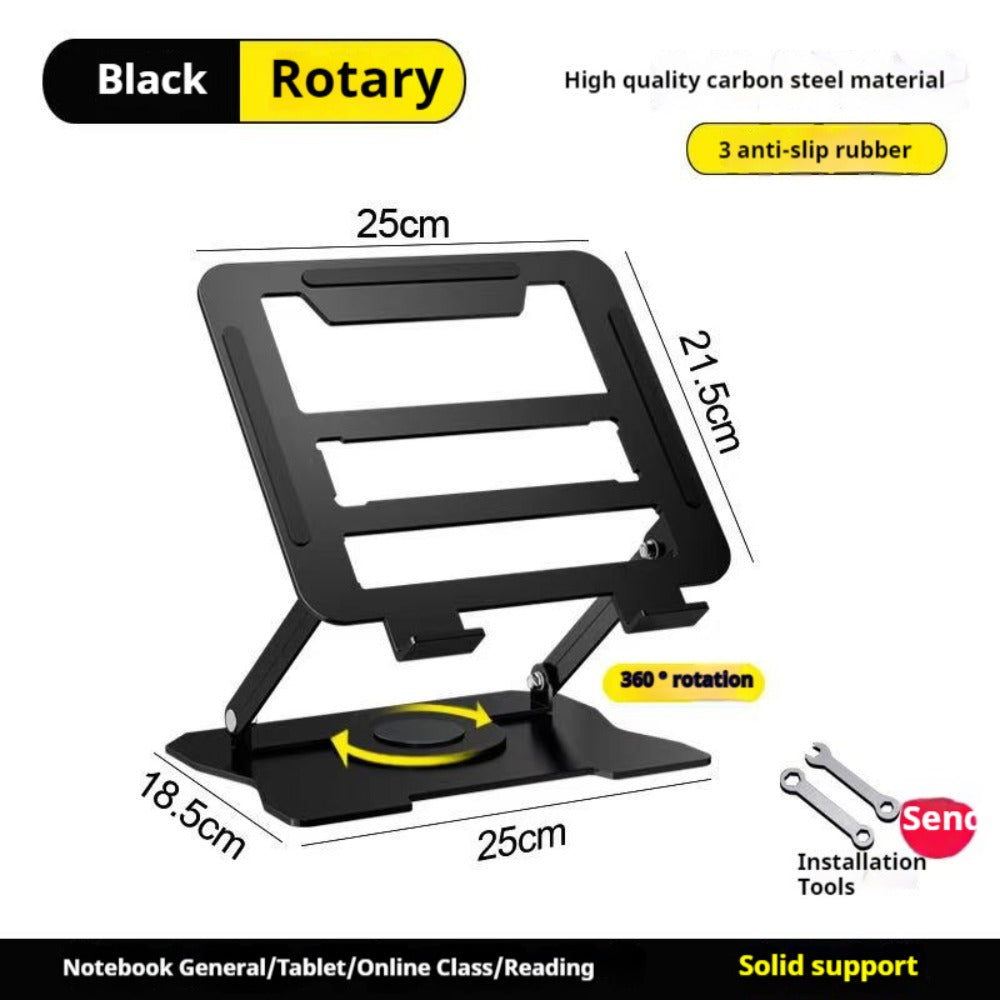 360° Swivel Ergonomic Laptop Stand Adjustable Foldable Compatible with MacBook Pro Air and All Laptops up to 17 Inch Portable Desk Riser for Home Office Remote Work Presentations Black Silver