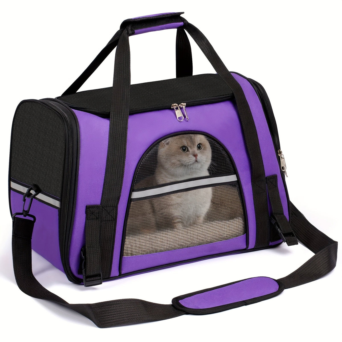 Foldable Cat Carrier Backpack | Airline Approved Collapsible Pet Travel Bag for Cats & Dogs, Spacious Ventilated Design, Anti-Escape Secure Zipper, Car-Friendly Breathable Cage, 6 Colors Available
