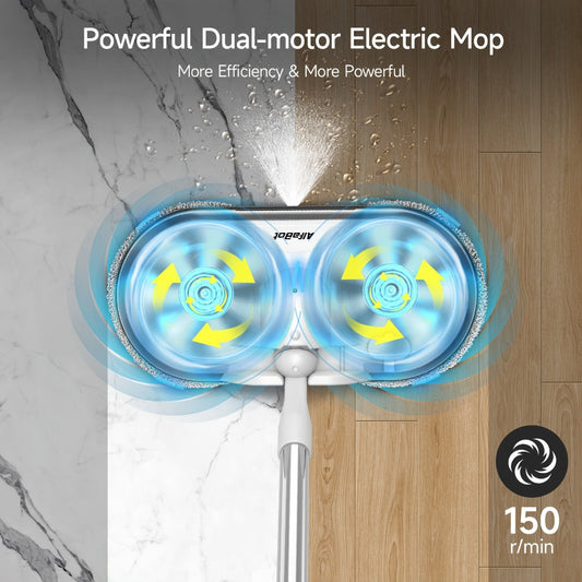 Cordless Electric Spin Mop with LED Headlight, Built-In Sprayer and Water Tank