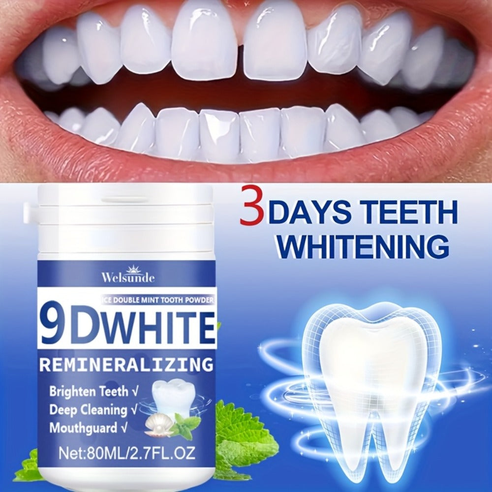 Hydroxyapatite Tooth Powder 3-Pack Remineralizing Whitening Deep Cleaning Mint Fresh Breath Enamel Repair Oral Care for Men Women 80ml Each Bottle