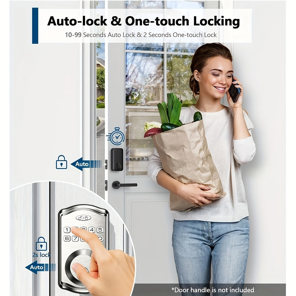 Tuya Smart Front Door Lock with Fingerprint & Keypad, Bluetooth App Control, Auto Lock, Vacation Mode & Hidden Key Backup – Digital Keyless Entry Electronic Lock for Home Apartment Office