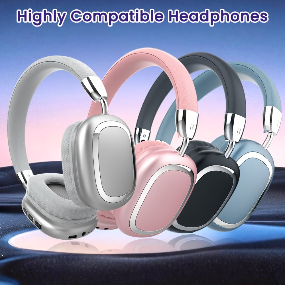 Noise Canceling Wireless Over-Ear Headphones Bluetooth 5.3 Metal 90° Rotating Earpads 6-8Hr Playtime for Music Gaming Commuting iOS Android Windows Compatible
