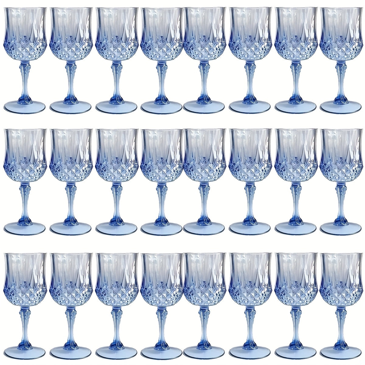 Plastic Wine Glasses 24 Pack – Colorful Shatterproof Goblets for Parties, Weddings & Events – Reusable Vintage-Style Stemmed Cups – Lightweight Bulk Drinkware in Pink, Gold, Blue, Rose Gold & Green