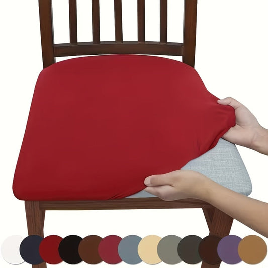 Dining Chair Seat Covers in Brushed Polyester, Stretch Fit, Set of 4