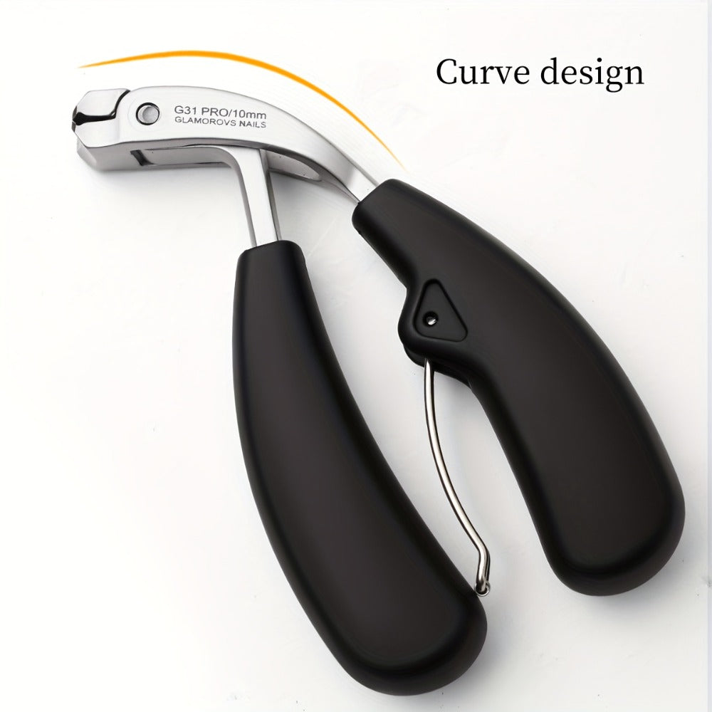 Nail Clippers Set for Thick Nails Heavy Duty 2-Piece — Professional Stainless Steel Toenail Clippers for Men, Elderly & Seniors, Concave Tilted Arc Blade, Splash-Proof Precision Trimming, Ergonomic Black Handle Kit