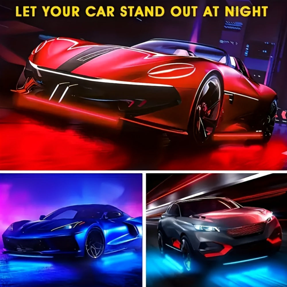 Car LED Atmosphere Light Panels APP & Wireless Control - External Decorative 2-Piece Set Multiple Scene Modes 23.62x35.43in for Cars Trucks SUVs Car Show Night Driving Customization
