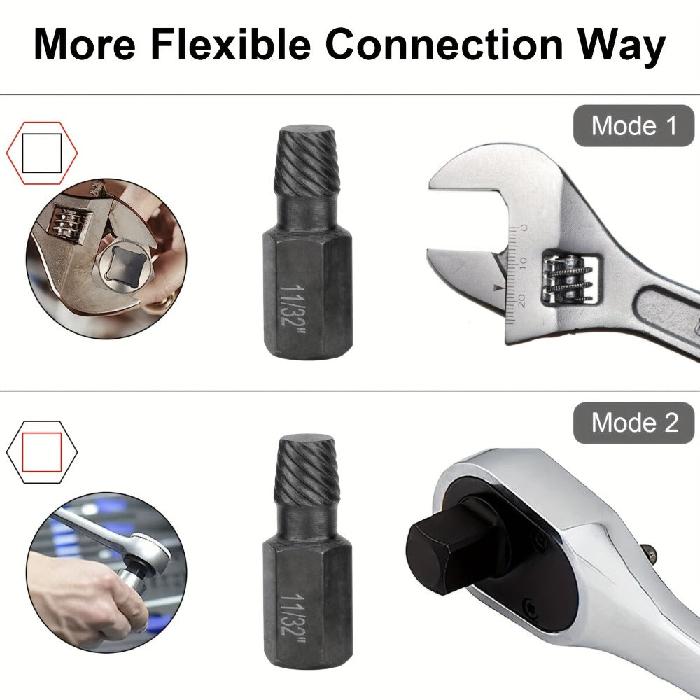 Screw Extractor Set 10pcs, 1/8" to 13/32" Broken Bolt Extractor Kit, Left-Handed Alloy Steel Nut & Stud Remover Tool for Stripped Screws, Bolts, Threaded Pipes & Fittings