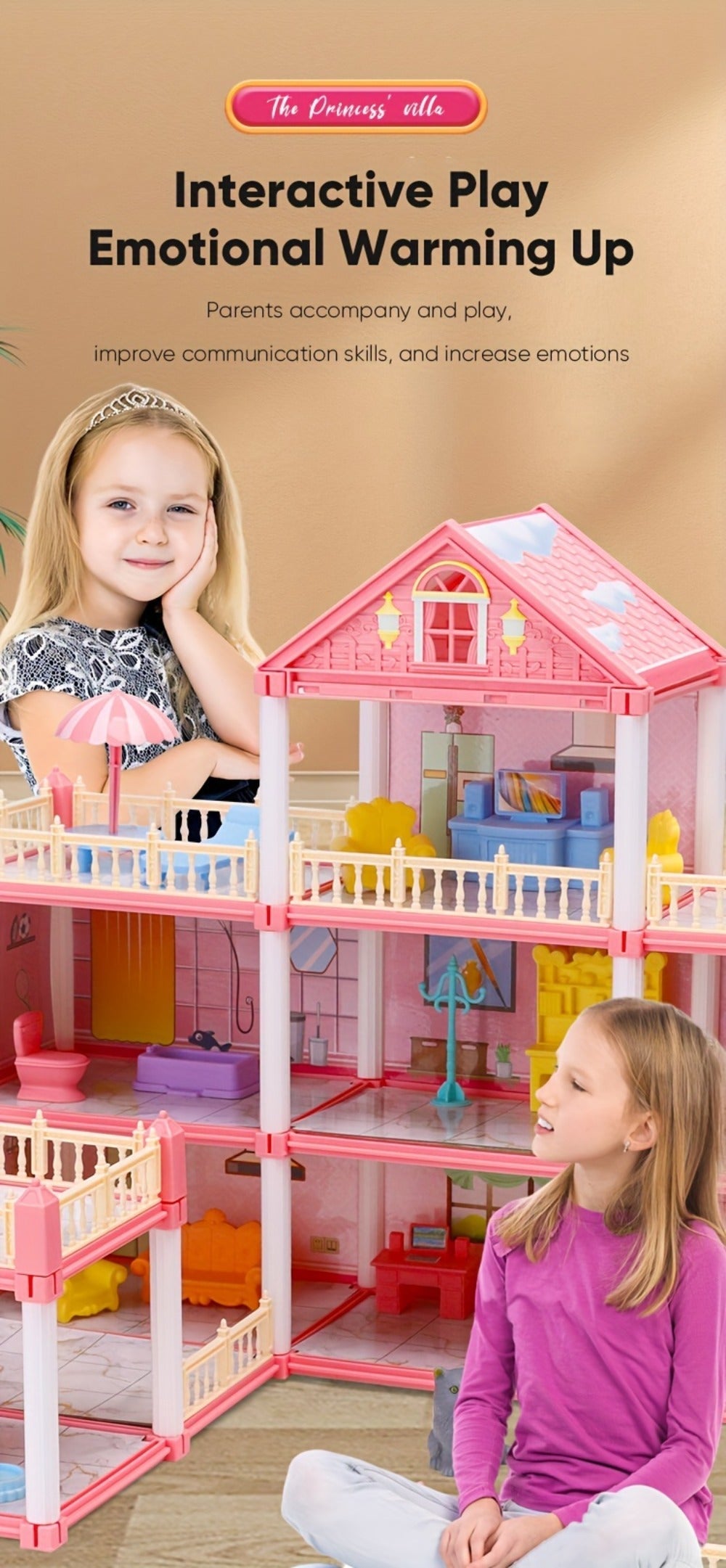 Princess Dollhouse Castle Playset with 14 to 27 Room Options