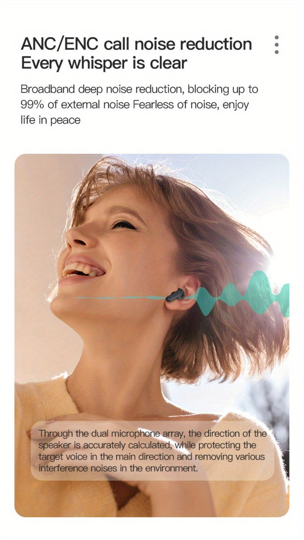 Touchscreen ANC Wireless Earbuds Full-Color Display – Noise Cancelling In-Ear with Charging Case for Sports Gaming Business – Gift for Men Women Compatible with iOS Android