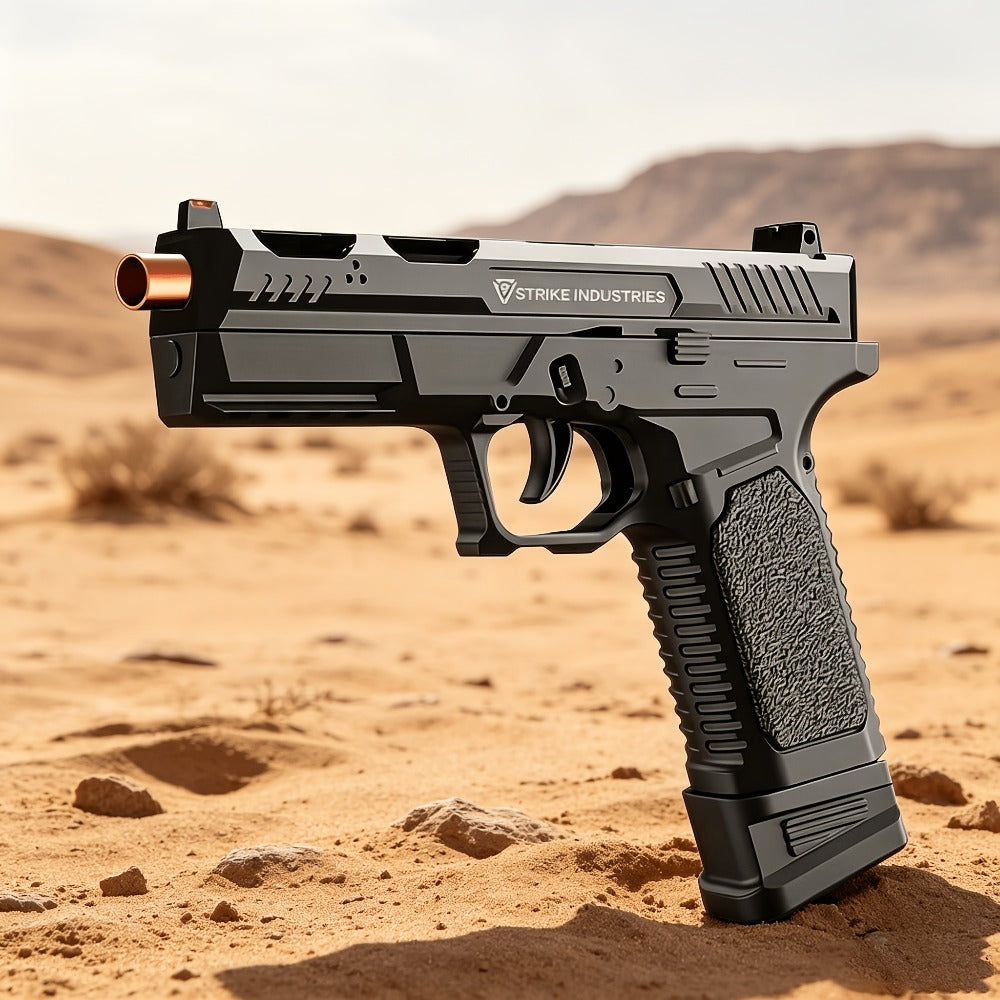 G17 Soft Bullet Toy Gun for Boys – Automatic Rapid Fire Foam Dart Blaster Pistol | Realistic Textured Grip | Outdoor Shooting Game Toy | Black & Silver | Kids Gift Ages 6+