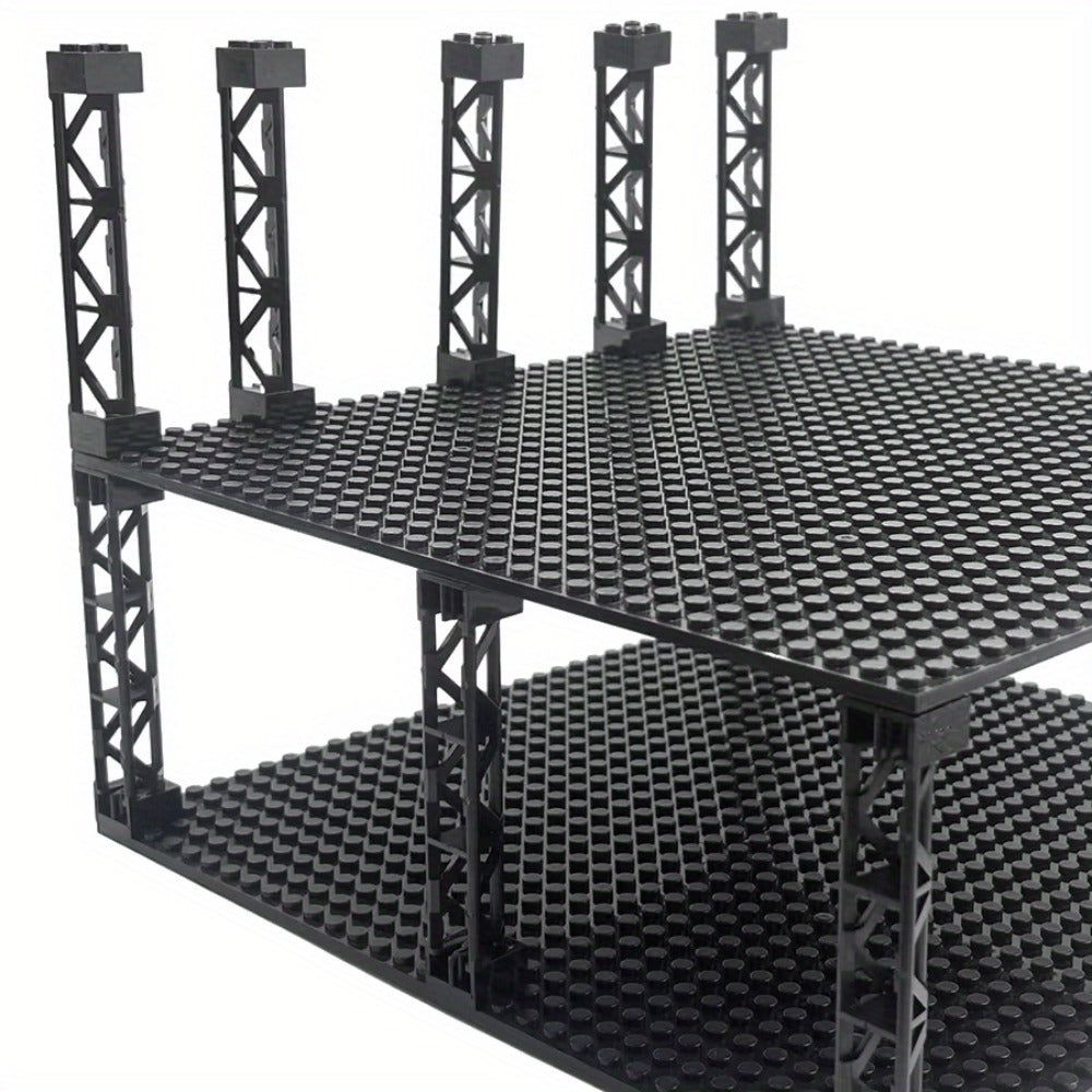 2x2x10 Pillar Support Bricks, 20pcs Black Column Rod Blocks for MOC Builds