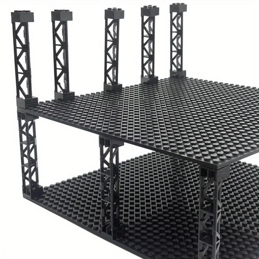 2x2x10 Pillar Support Bricks, 20pcs Black Column Rod Blocks for MOC Builds